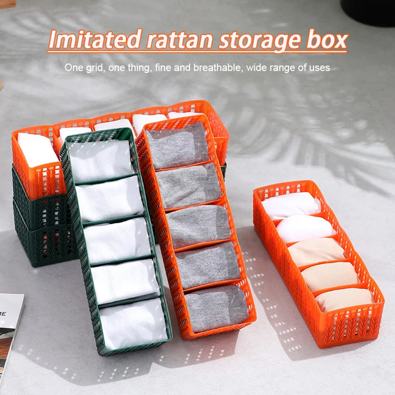 

5 Grid Multifunctional Plastic Underwear Storage Box Closet Organizer Drawer for Socks Boxers Briefs Bra Organizer for Travel EL