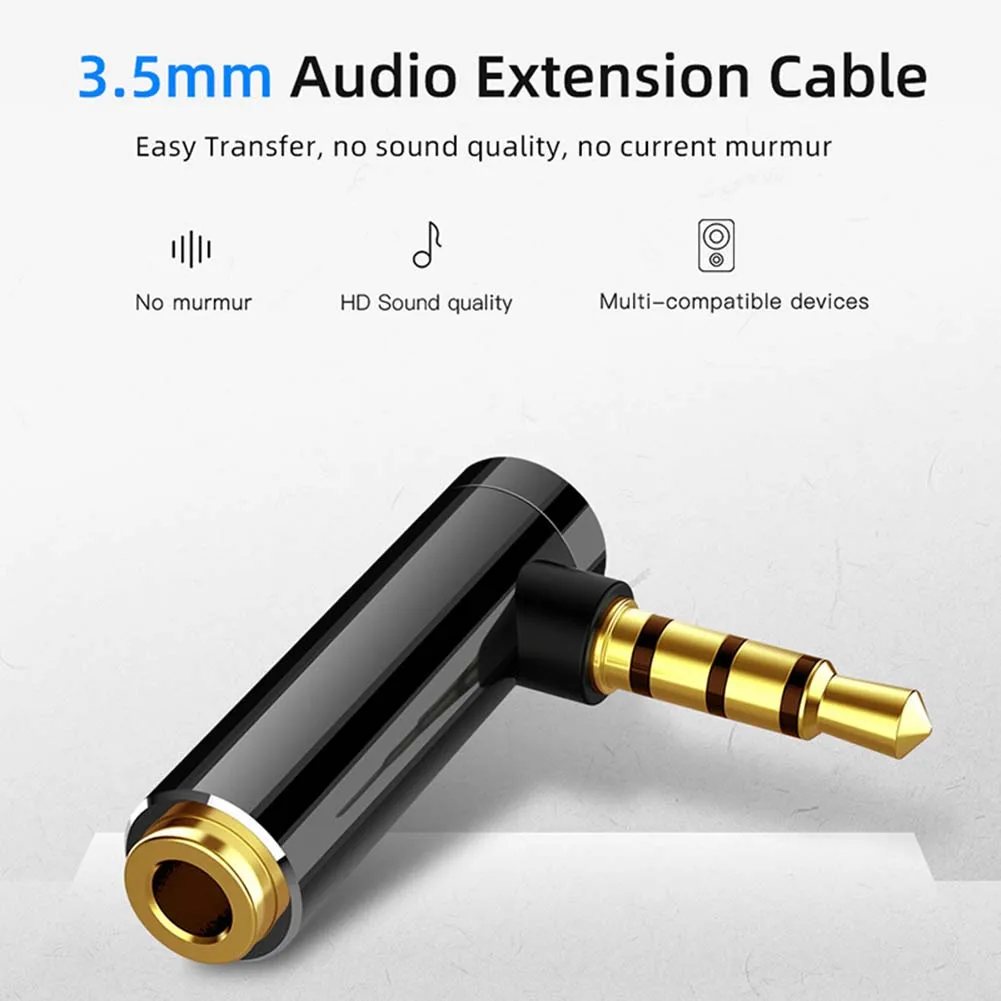 

1pcs Audio Adapter 3.5mm 4section Rotating Mother Conversion Head Male To Female Plug Design Of 90° Elbow