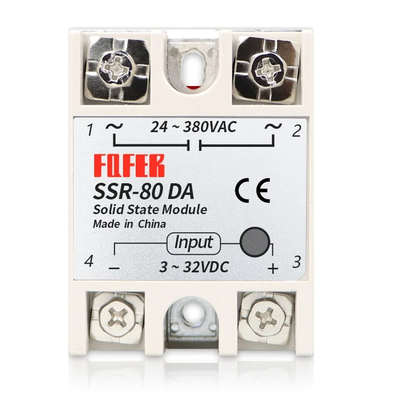 

1PCS SSR80DA SSR-80DA Manufacturer 80A ssr relay,input 3-32VDC output 24-380VAC