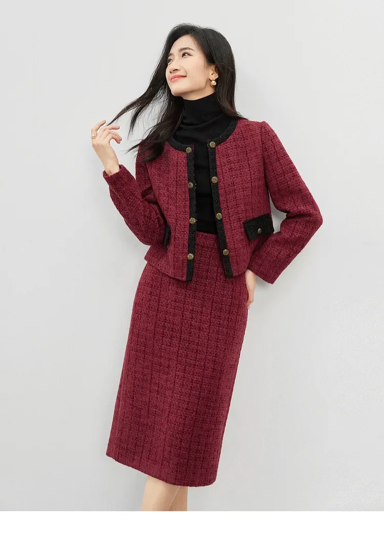 SENTUBILA комплект из 2 предметов женский наряд укороченные шерстяные куртки прямая