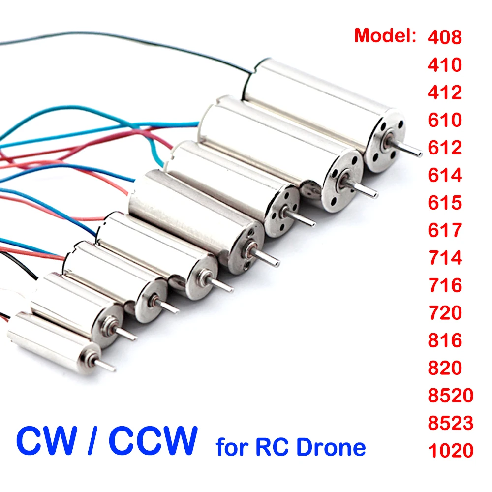 

1PCS Coreless Motor DC 3V-3.7V 408 410 412 610 612 614 615 617 720 816 820 8520 8523 1020 High Speed Quadcopter RC Drone