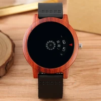 new male watch luxury turntable fan shaped dial wood watch mens unique art unisex soft leather band wrist clock for men women