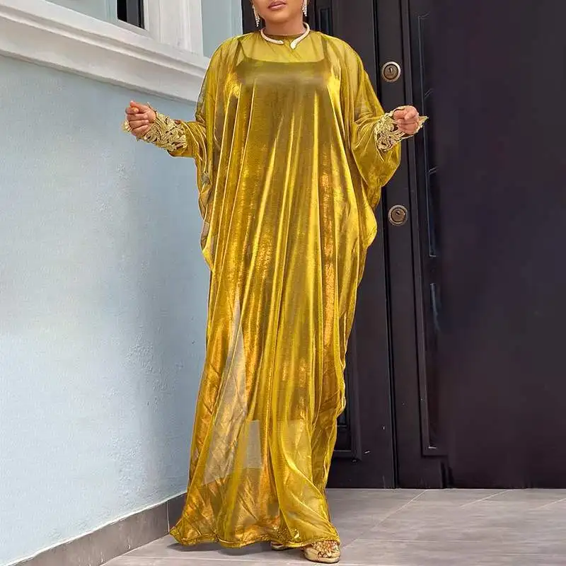 

VONDA Loose Beach Sundress 2022 Women Casual Long Sleeve Maxi Dress Sexy Perspective Vestidos Loose Crew-Neck Dresses Oversized