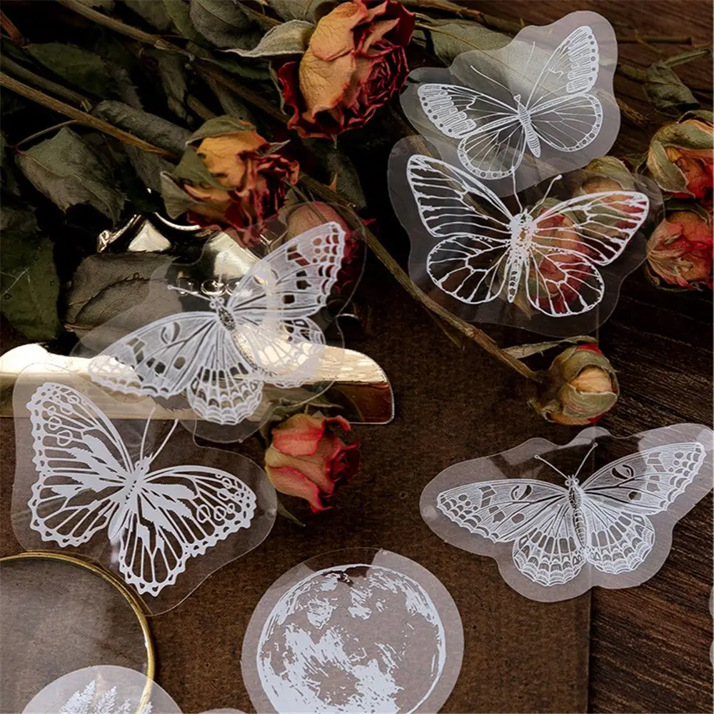 

30Pcs/Pack Album PET Vintage Flowers Decorative Stickers Scrapbooking DIY Label Transparent Stationery Sticker