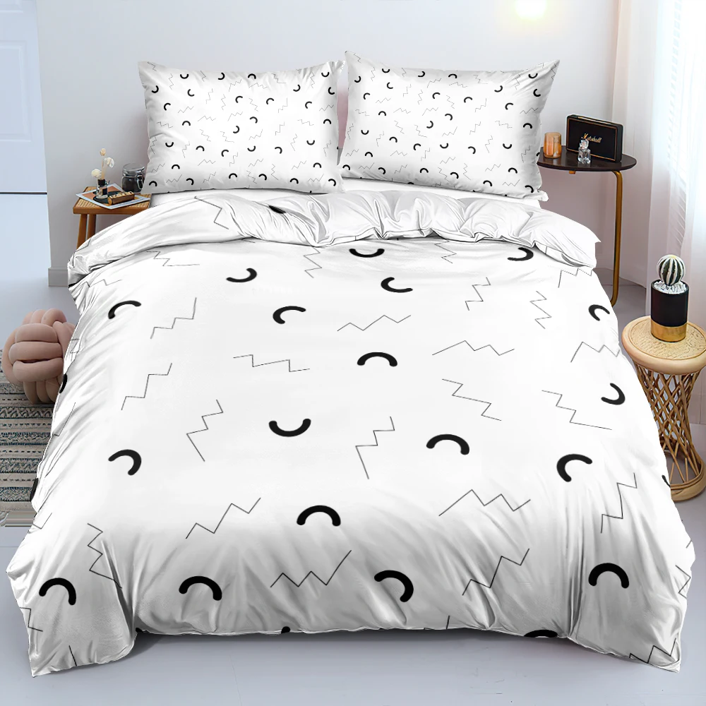 

3D Design Custom Line Semicircle Duvet Cover Sets Simple Bed Linen Pillow Shams Double Queen King Size Bedding Set For Bedroom