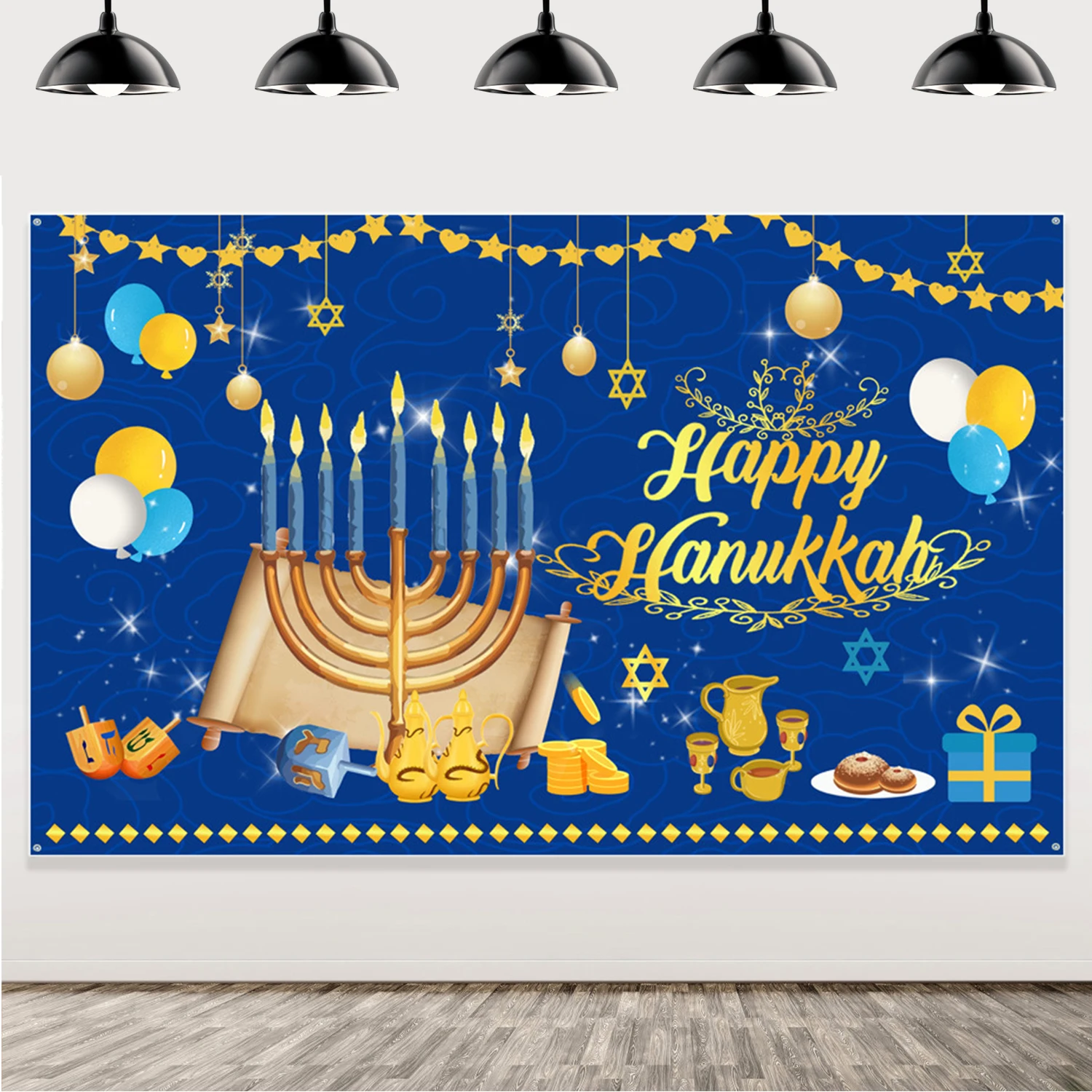 

Sursurprise Hanukkah Background Decorations Happy Hanukkah Backdrop Chanukah Jewish Holiday Photography Background Decor