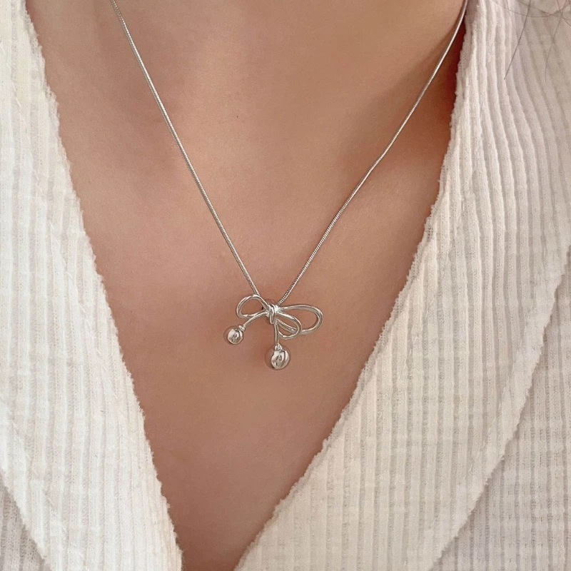 Сладкий бант кулон ожерелье ювелирный подарок для женщин узел бабочки Neckneces