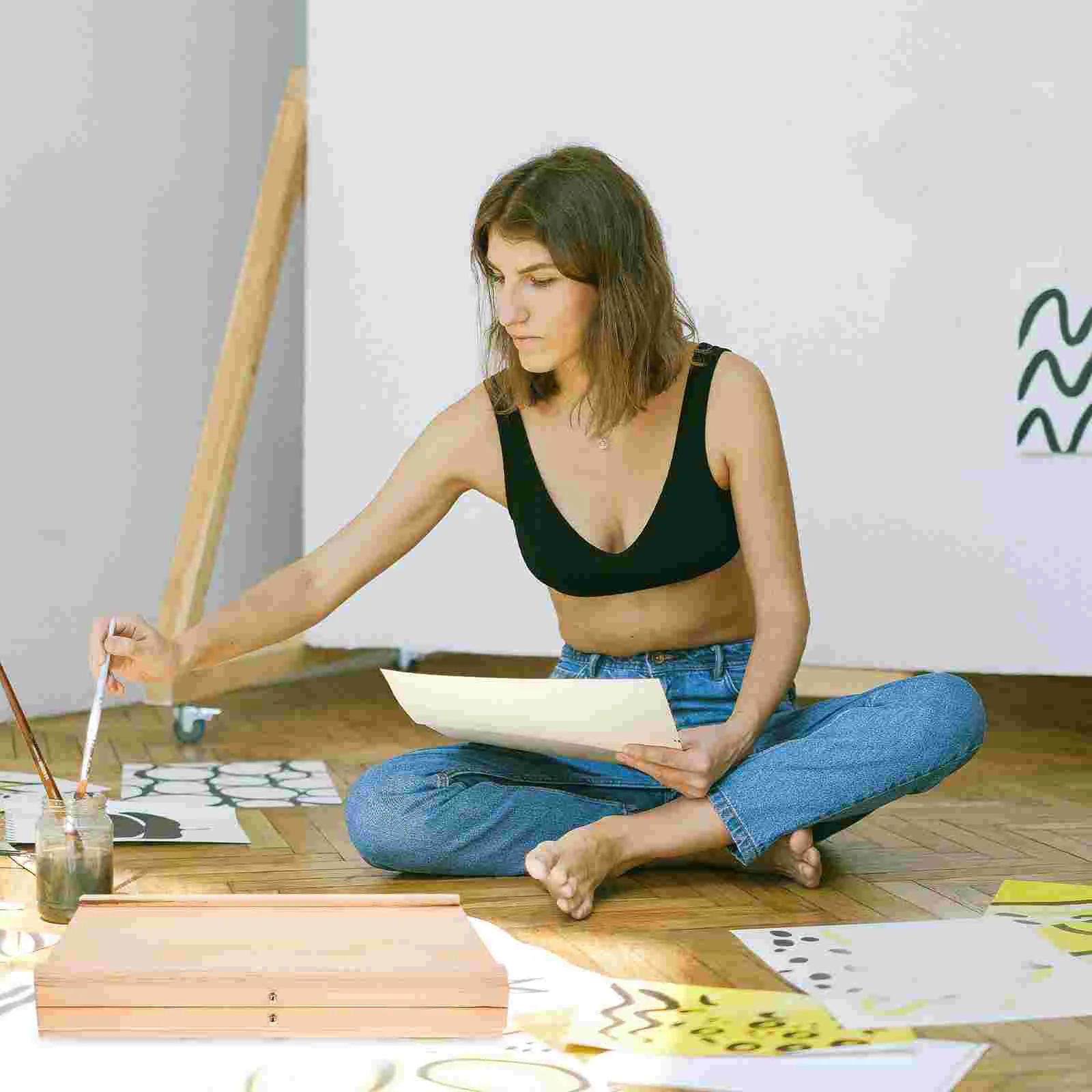 

Storage Drawer Paintbrush Holder Paint Brush Holder Tabletop Pencil Brush Drawer Wood Pen Holder Pen Organizer Holder for Home