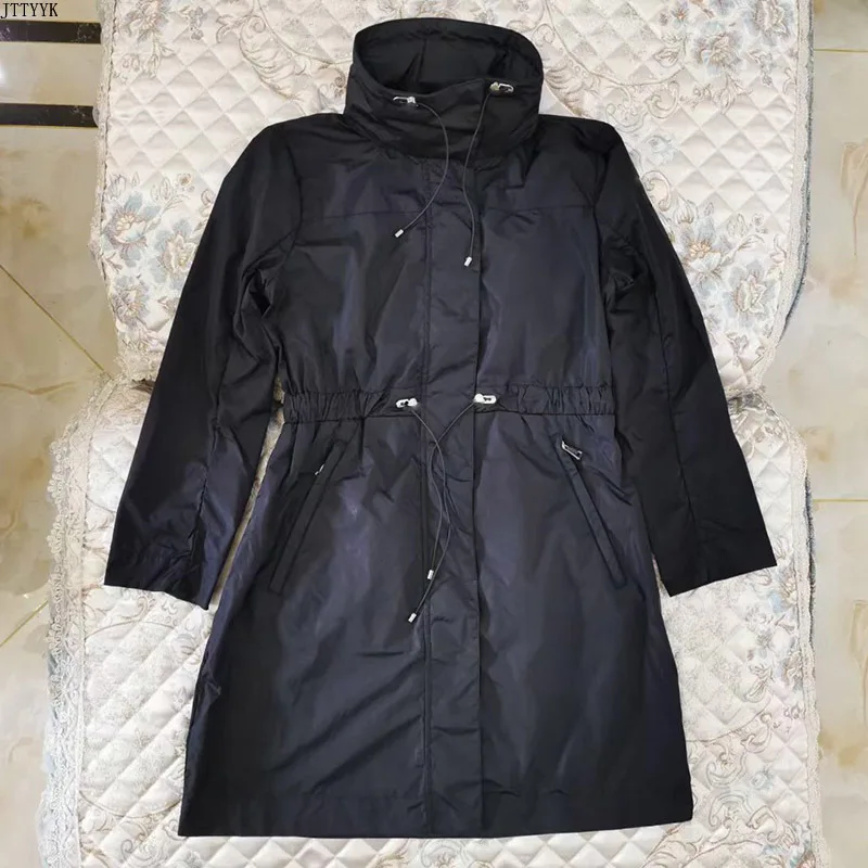 Женский тонкий длинный дождевик с капюшоном длинным рукавом |