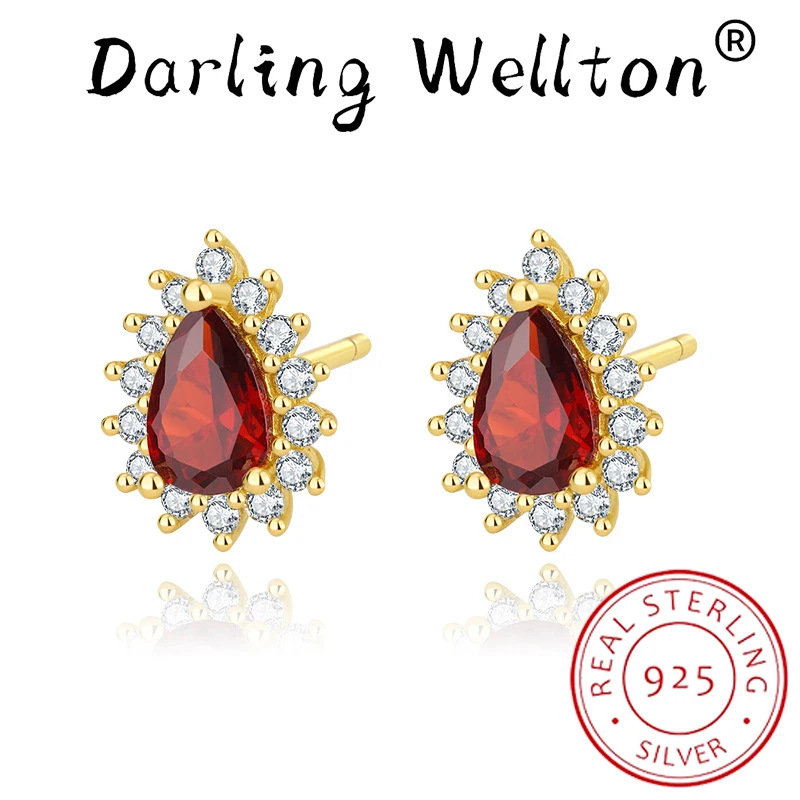 Женские серьги-гвоздики из серебра 100% пробы с овальным Рубином