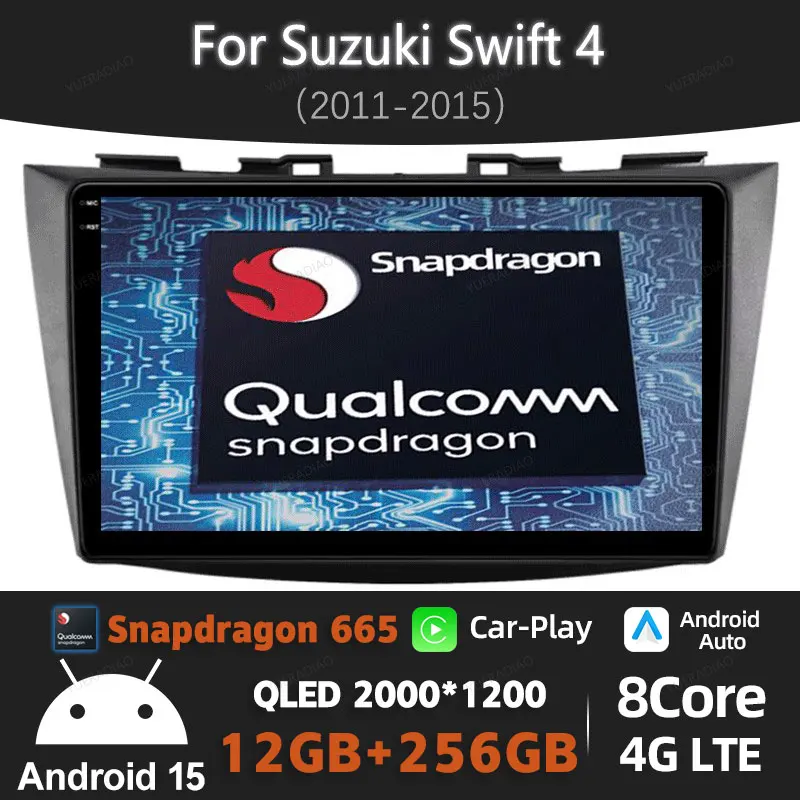 Фото Автомобильный радиоприемник Android 15 для Suzuki Swift 4 2011-2017 Мультимедийный видеоплеер NAVI GPS Carplay Android Auto 2DIN 4G WIFI QLED DSP №1