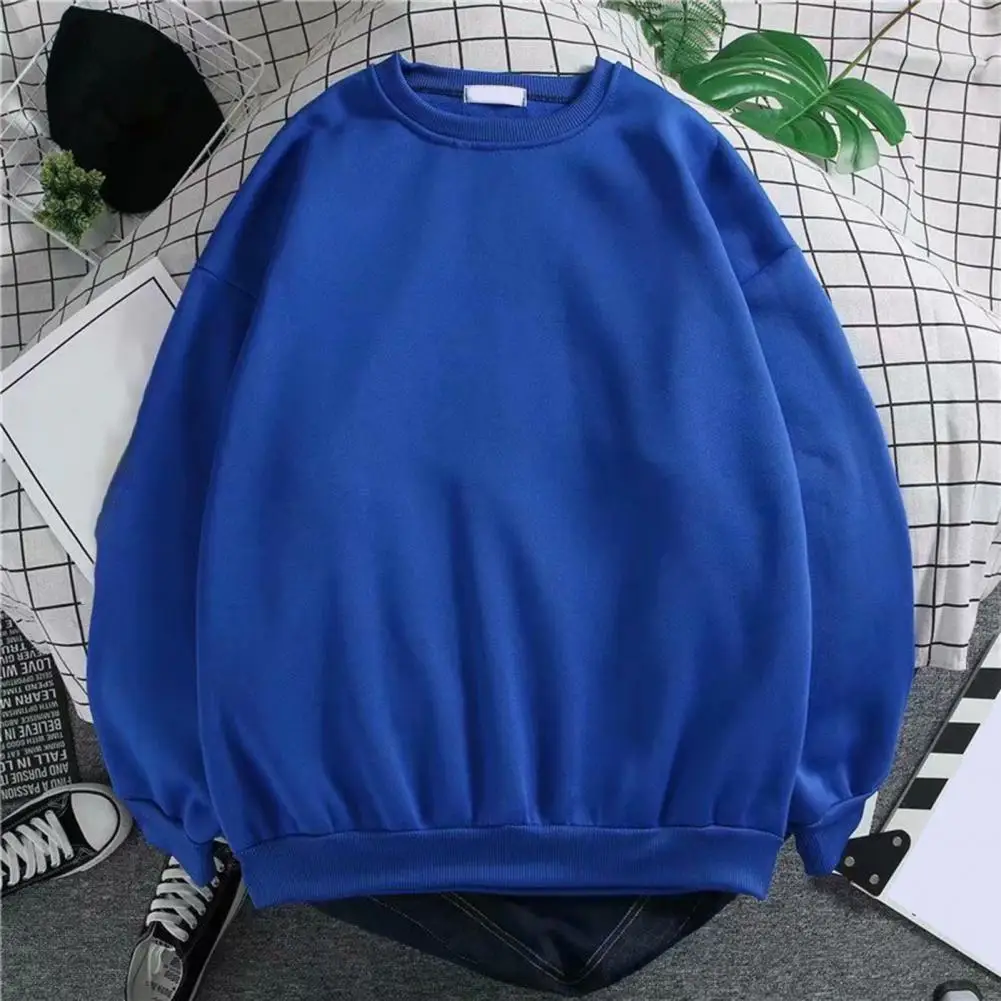 

Simple Men Tops Non-pilling Everyday Wear Polyester Round Neck Loose Fitting Pullover Sweatshirt