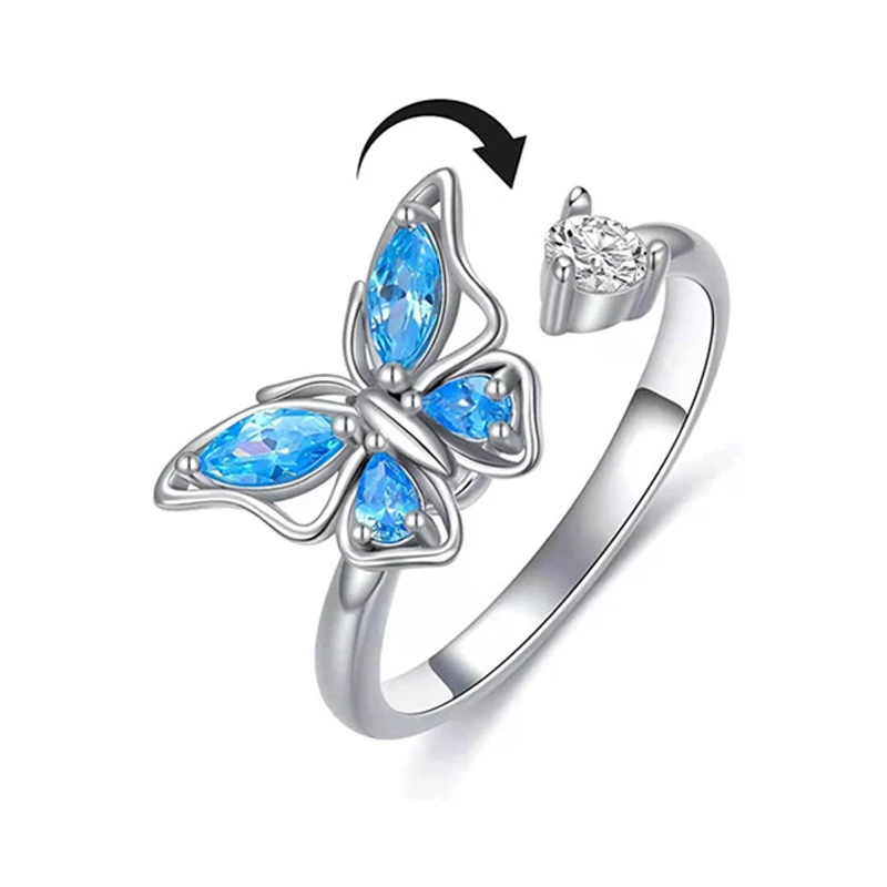 

Butterfly Rings For Women Friend Gift Anxiety Jewelry Zircon Aesthetic Placket Revolve Adjustable Stranger Things Free Shipping