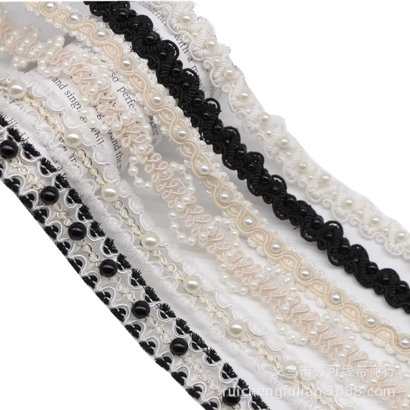 Белая кружевная отделка ручной работы с бисером край одежды аксессуары для волос