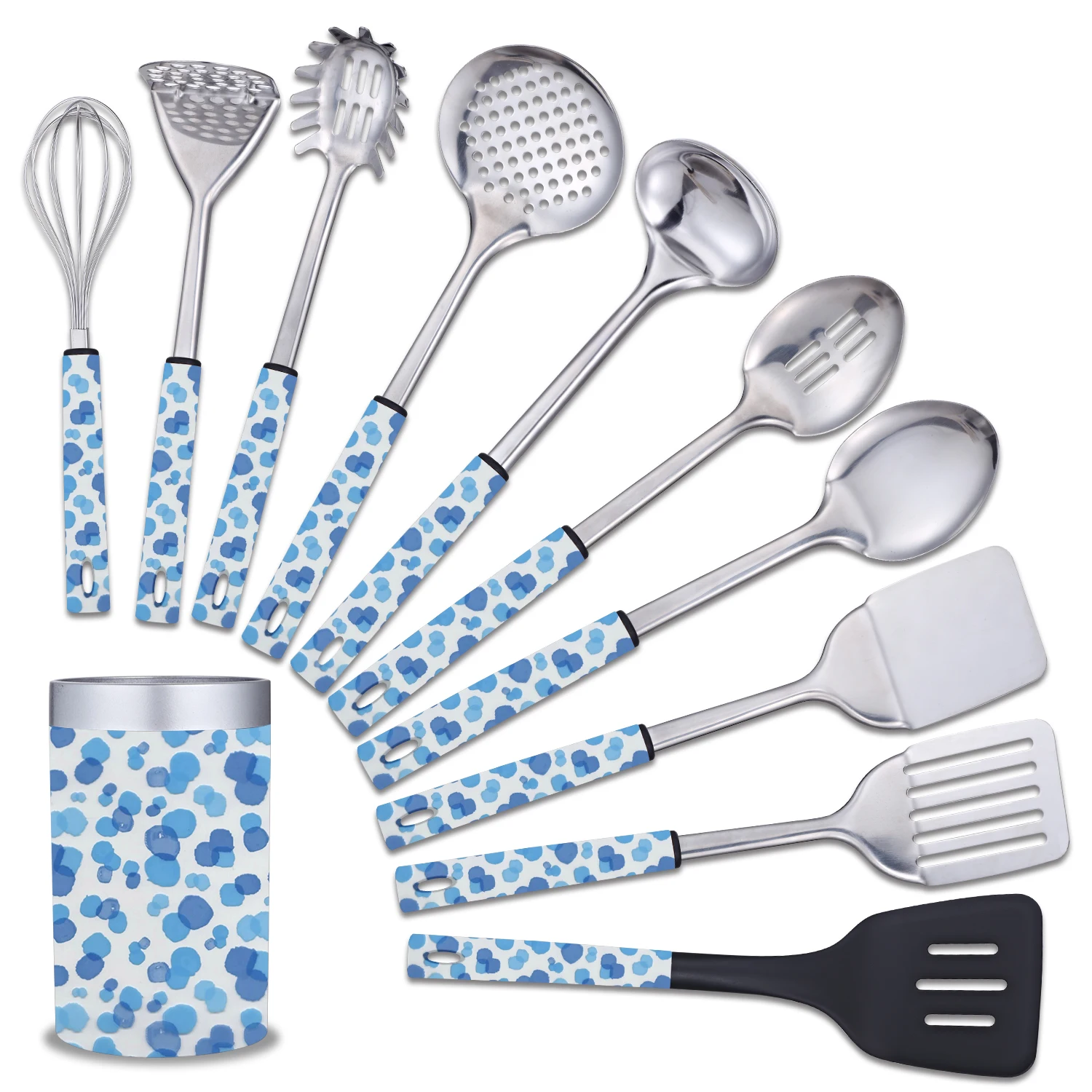 

Набор кухонной утвари из 11 предметов, ведро для хранения, кухонные принадлежности, нержавеющая сталь, нейлон, антипригарный шпатель, набор и...