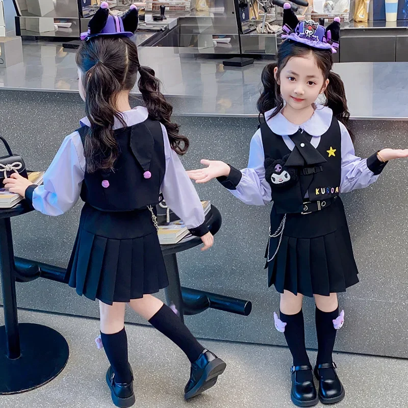Sanrio аниме Куроми мультфильм платье для девочек костюм осень колледж стиль JK