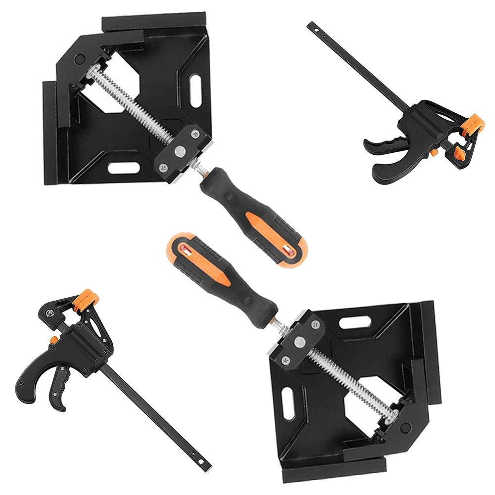 

4PCS Corner Clamp,Right Angle Clamp 90 Degree Positioning Square Holder,Woodworking Carpenter Tool With 4Inch F Clamps