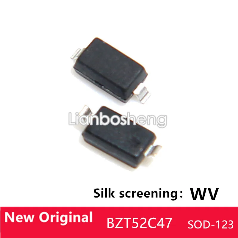 

100 шт. BZT52C47 silkscreen WV посылка SOD-123 47 в, Диод с регулируемым чипом