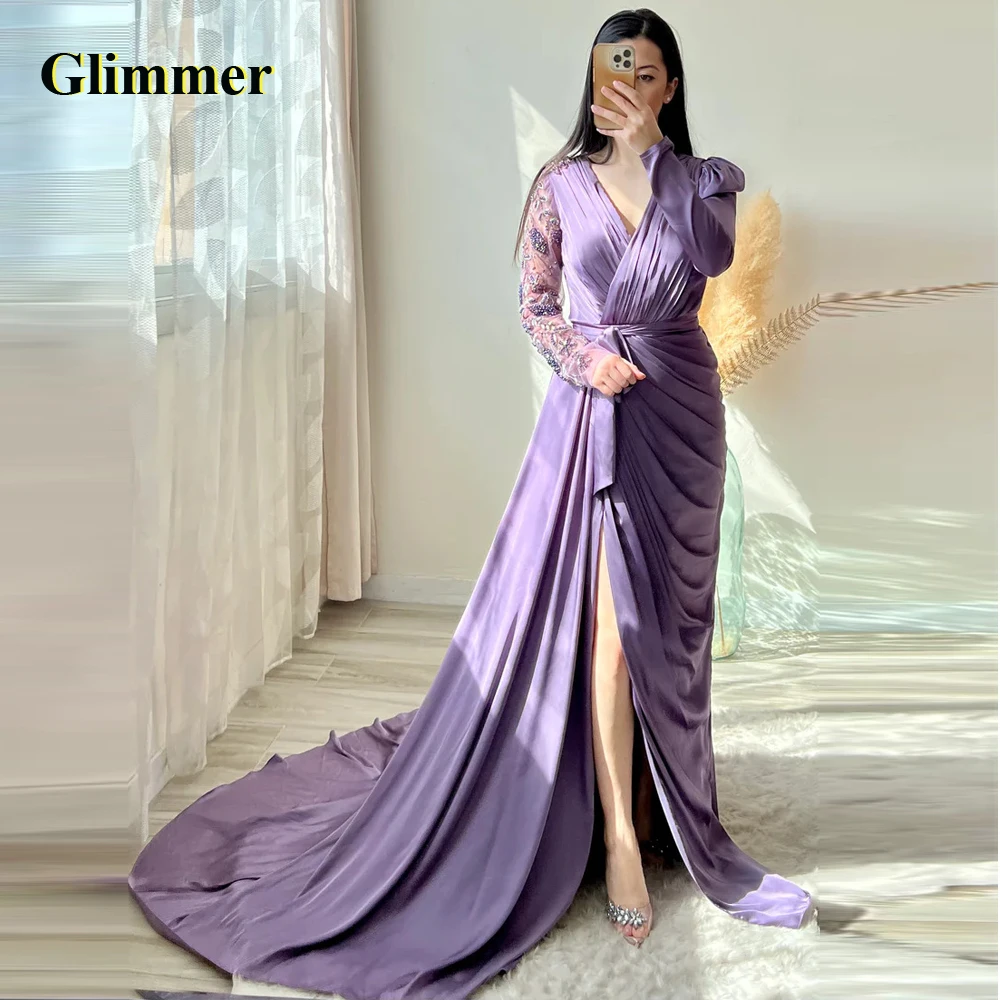

Glimmer V-Neck Elegant Satin Evening Dresses Formal Prom Gowns Customizable Colors Abendkleider Vestidos De Gala For Women 2023
