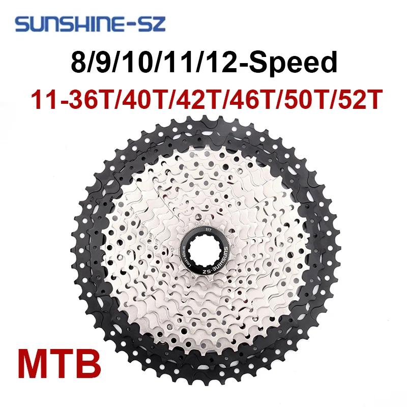 

Кассета SUNSHINE MTB, 8/9/10/11/12 скоростей, 36T/40T/42/T46T/50T/52T горный велосипедный маховик 10S, звездочка 11S, маховик K7 для Shimano