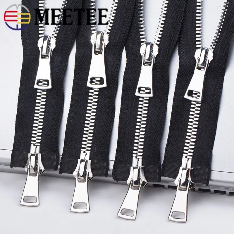 8# 70/80/90/100cm Metal Zipper Doule Slider Open End Auto Lock Zippers for Bag Jacket Clothes DIY Sewing Material Accessories