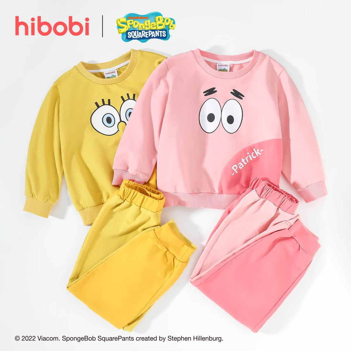 

hibobi Boys Clothes Set SpongeBob SquarePants × hibobi Printed Long-sleeve Sweater Solid Color Pants Casual Kids Clothes