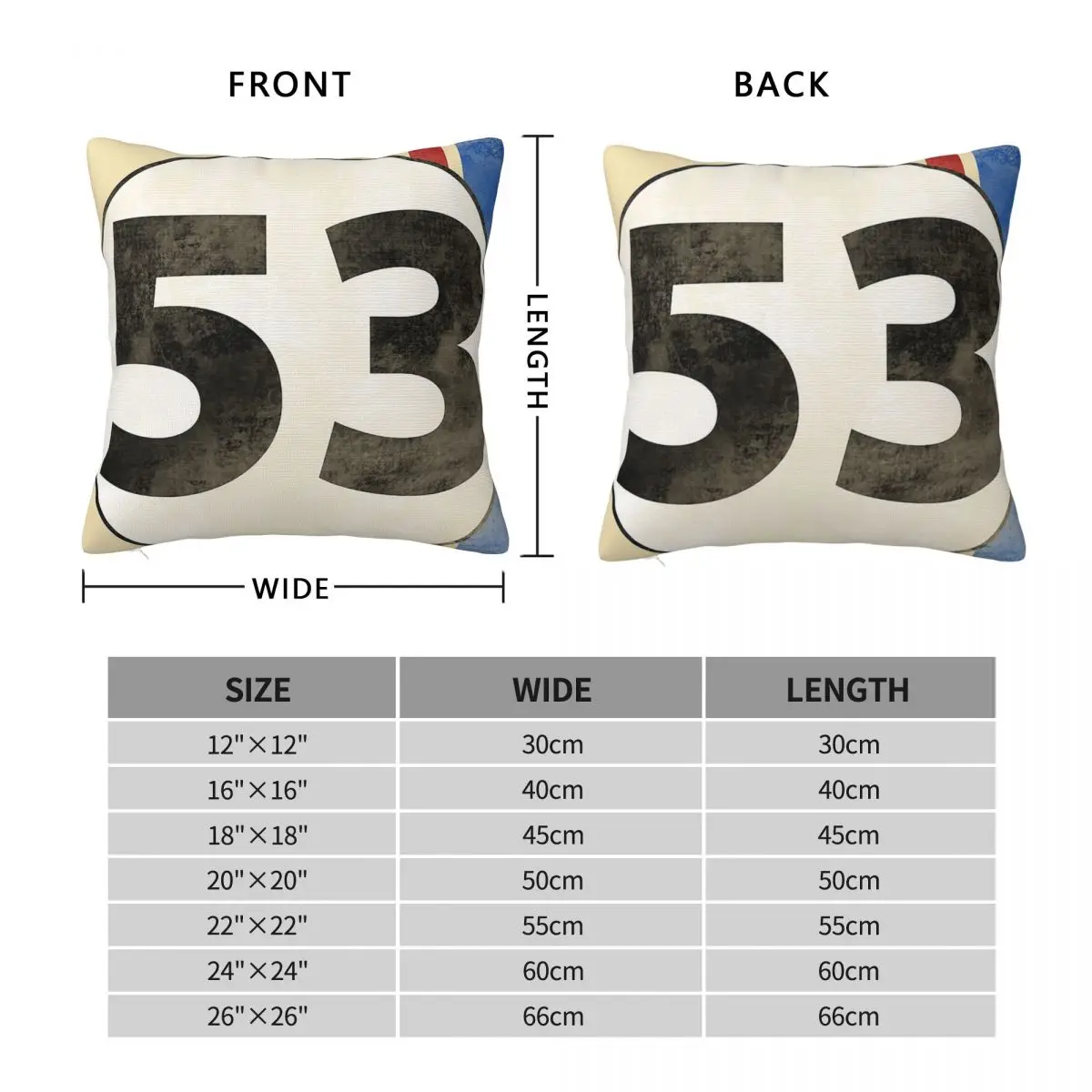 Квадратная наволочка Herbie Number 53 из полиэстера декоративная удобная подушка на