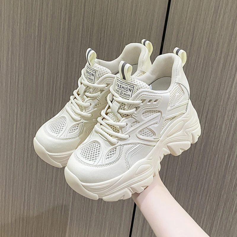 

7cm Chunky Sneakers Platform Shoes Wedge for Women Casual Shoes Breathable Summer Shoes Women Fashion Sneakers Spring