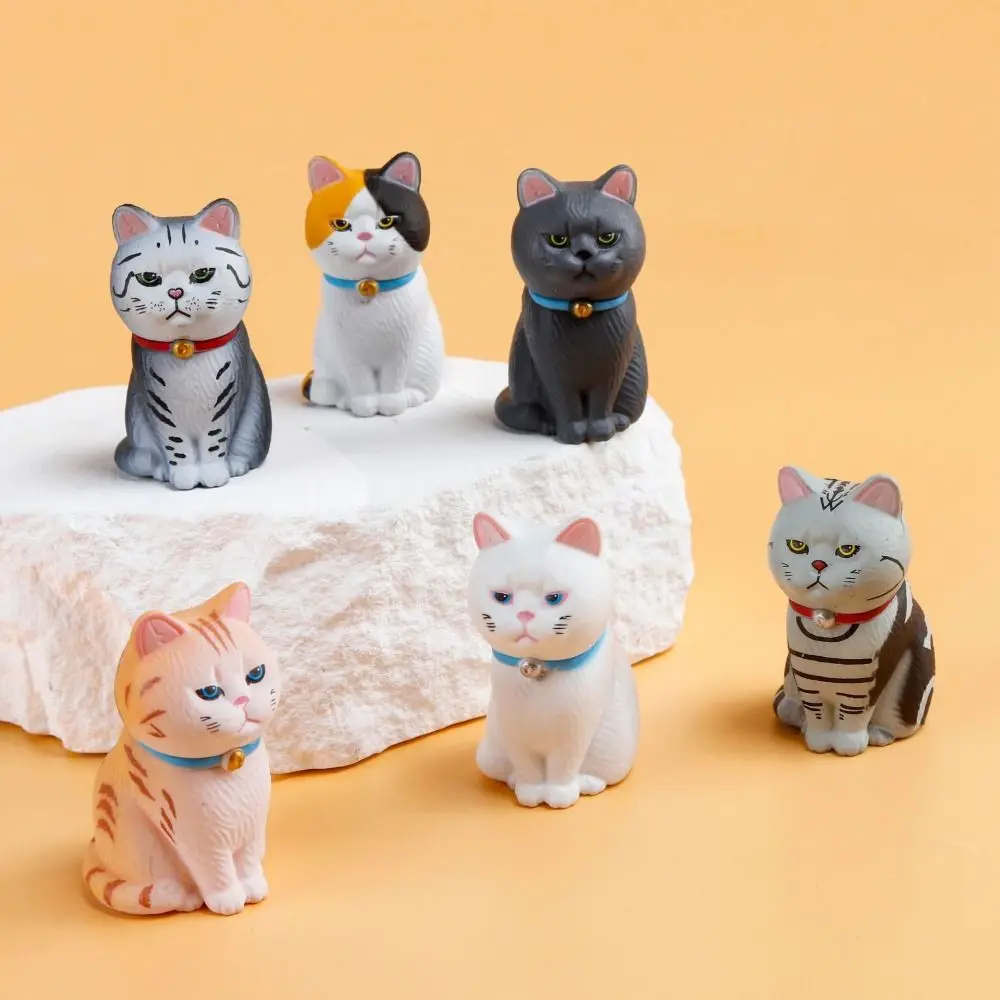 Статуя из ПВХ имитация кошки модель куклы маленький колокольчик черный кот