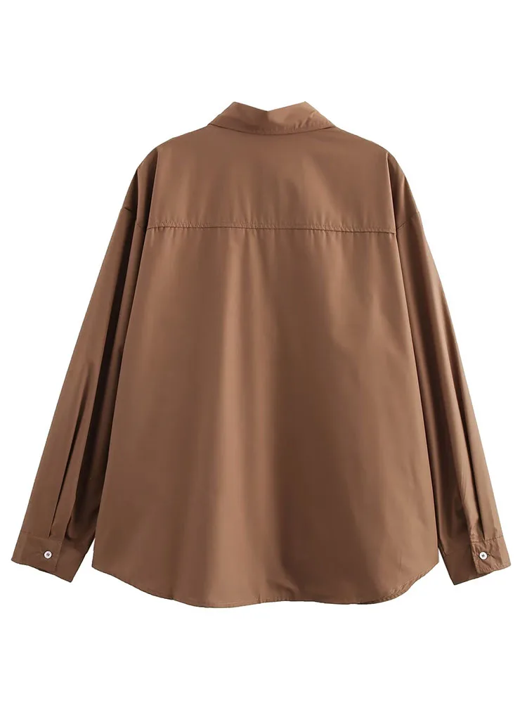 Осень-зима 2024 новые поступления женская свободная повседневная рубашка с