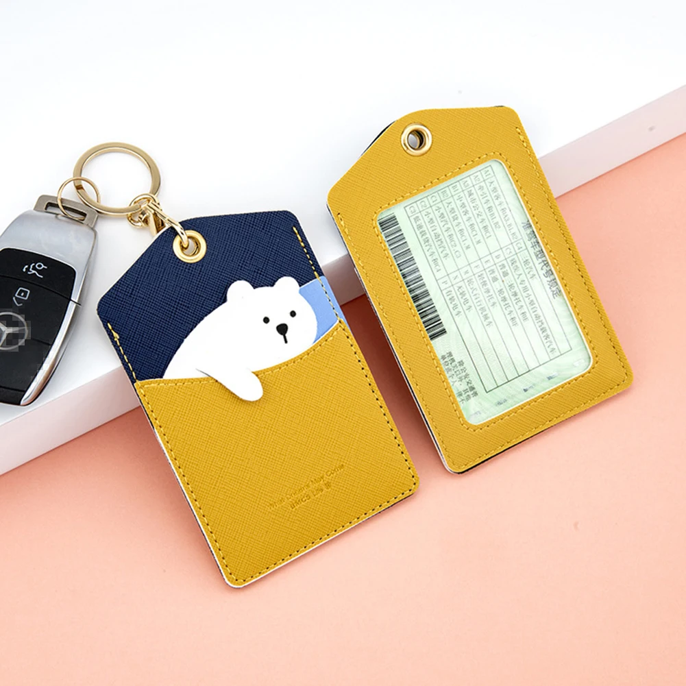 Photo Holder Bank Card Cover Card Protective Sleeve Double Detent Card Storage Pendant Card Holder Cartoon Rabbit Card Holder