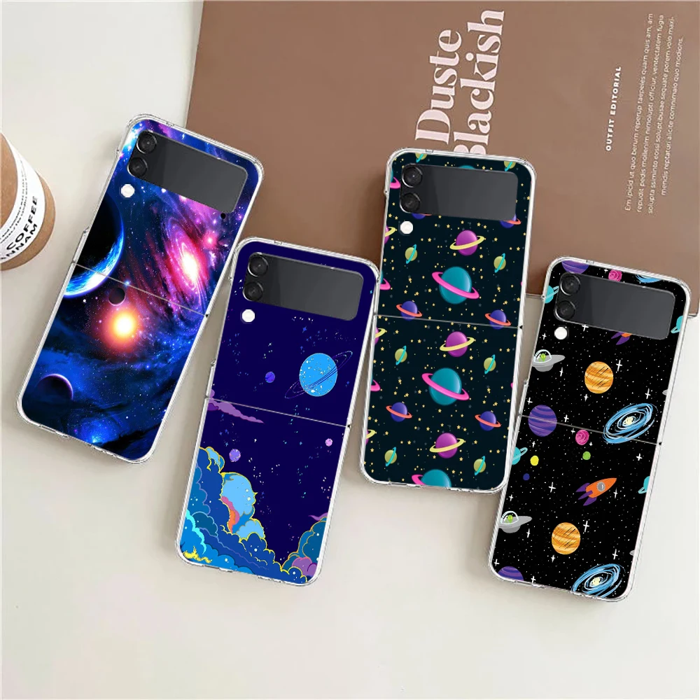 

Чехол-книжка с яркими звездами для Samsung Galaxy Z 4, прозрачный чехол для телефона Galaxy Z flip 3, противоударный жесткий чехол из поликарбоната