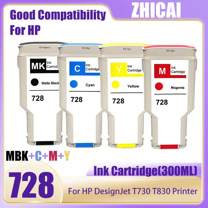 Для HP 728 728XL 300 мл совместимый картридж с полными чернилами F9J68A F9J67A F9J66A для
