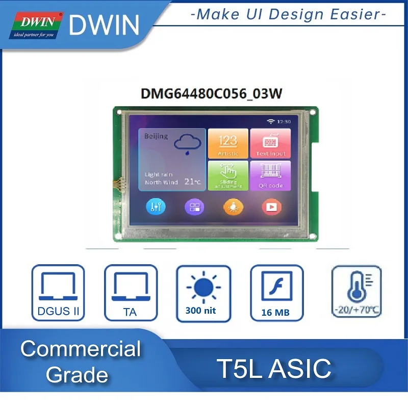 

DWIN 5.6 Inch Smart LCM Arduino HMI TFT LCD Module 640*480 Resolution Commercial Grade Touch Panel Display TTL/CMOS Interface