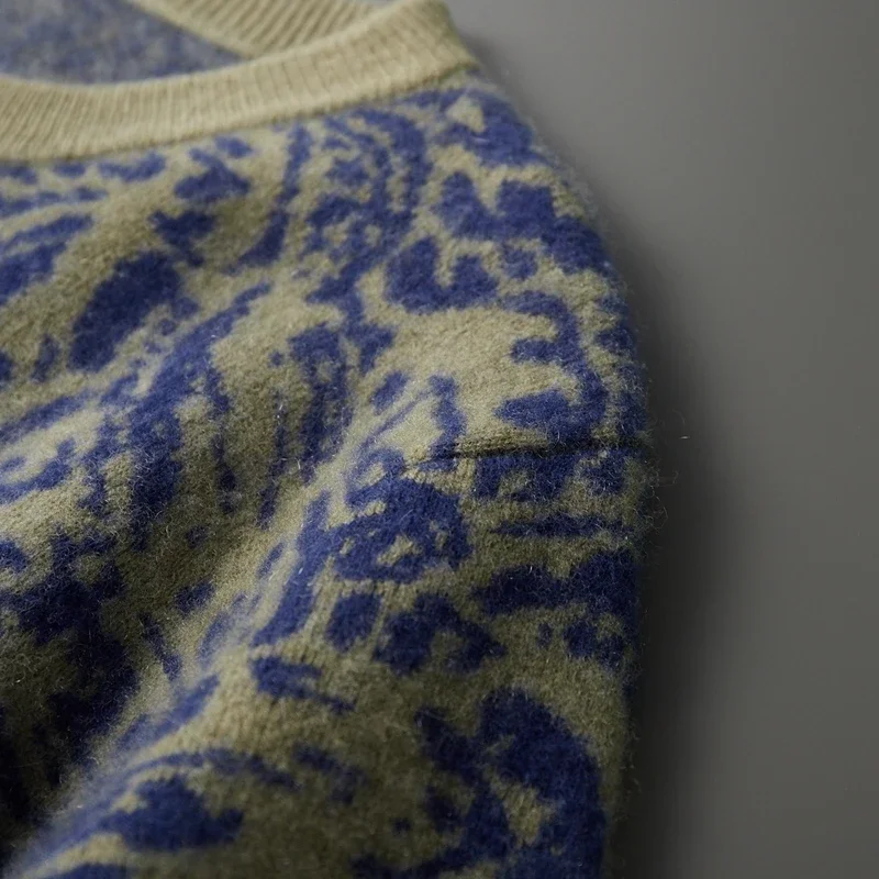 Мужской вязаный свитер из 100% чистого кашемира в китайском стиле жаккардовый