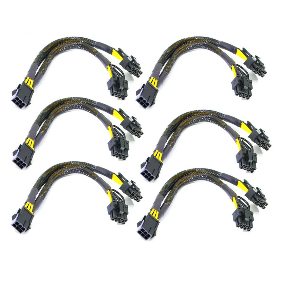 

6 шт., 8-контактный 2X (6Pin + 2Pin) кабель-разветвитель для видеокарты