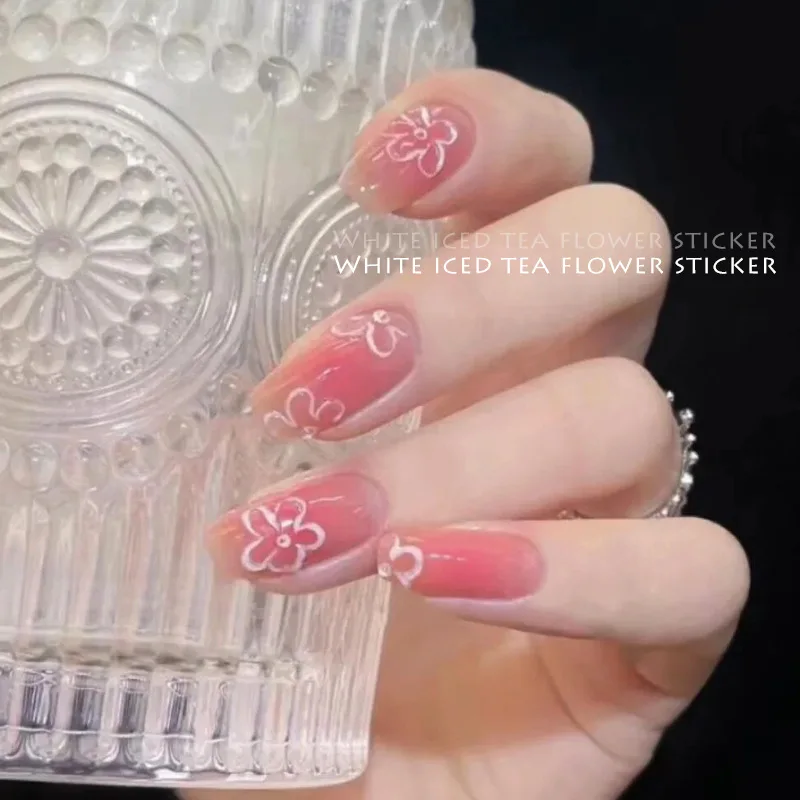 Элегантная белая вишневая Цветочная наклейка для ногтей на весну и лето