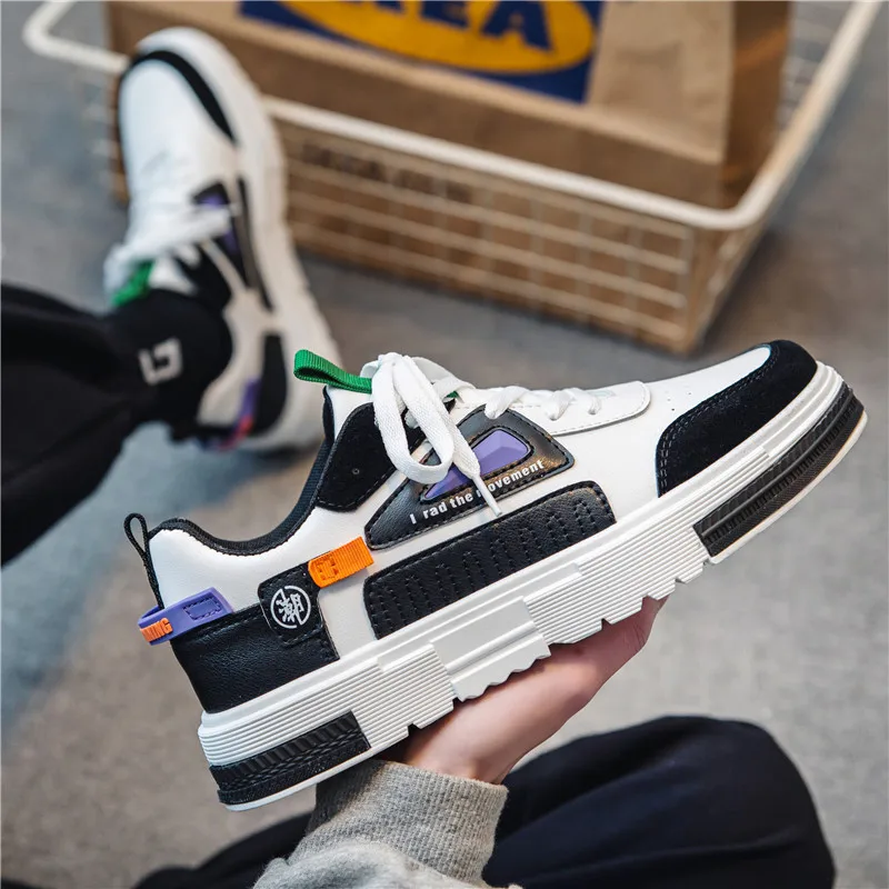 

New Men Casual Shoes Breathable Non-slip Wear-resistant Board Shoes Men Fashion Pu Leather Shoes Zapatillas De Deporte