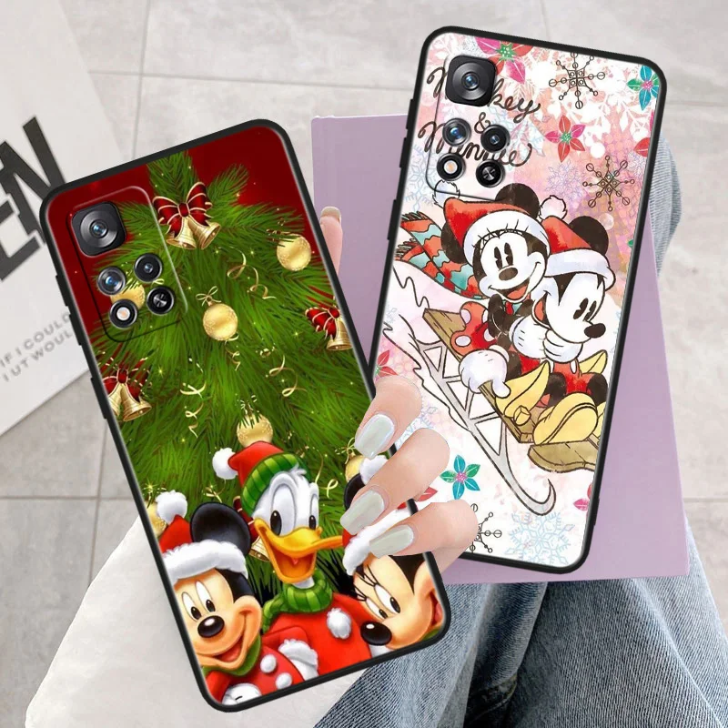 Милый Рождественский чехол с Минни для XiaoMi Redmi Note 11 12 13 S T Pro E ProPlus Turbo 4G цвет черный