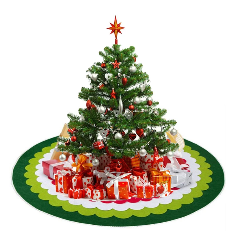 

100cm Christmas Tree Skirt Exquisite Santa Snowman Elk Snowflake Xmas Tree Bottom Decor Merry Christma Decor For Home 2023