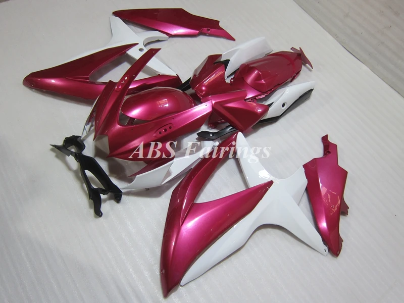 

4 подарка, новый комплект обтекателей из АБС-пластика, подходит для Suzuki GSX-R 600 750 K8 08 09 10 2008 2009 2010, комплект обтекателей розового и белого цвета