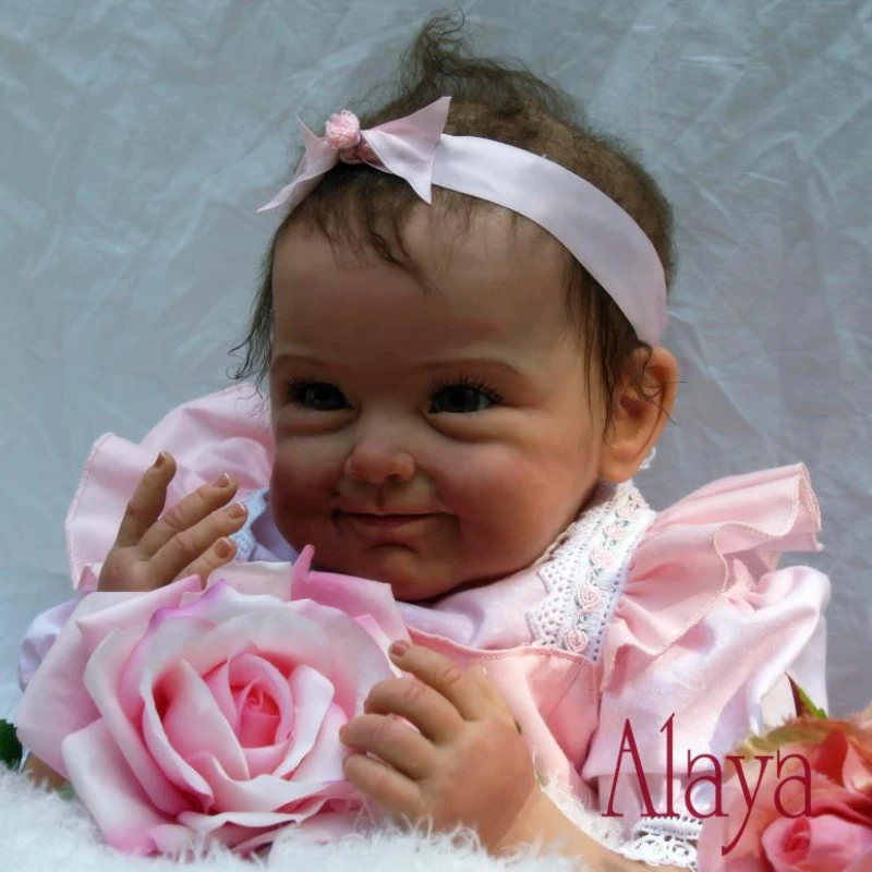 

NPK 55cm Realistic Lifelike Smile Soft Silicone Alive 3D Painted Simulation Baby Cute Doll Girl Toy Gift Gift Bebe Reborn Dolls