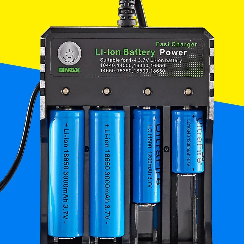 Зарядное устройство 18650 черное 4 слота переменный ток 110 В 220 двойное зарядное для