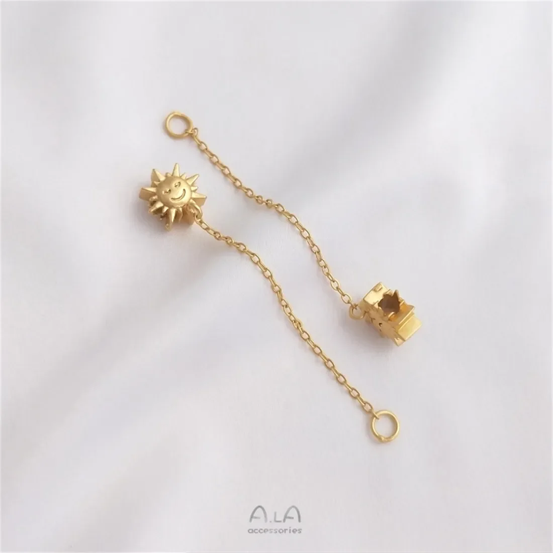 14 К Золотая упаковка Луна Солнце Бисер с большим отверстием Подвесная цепочка DIY