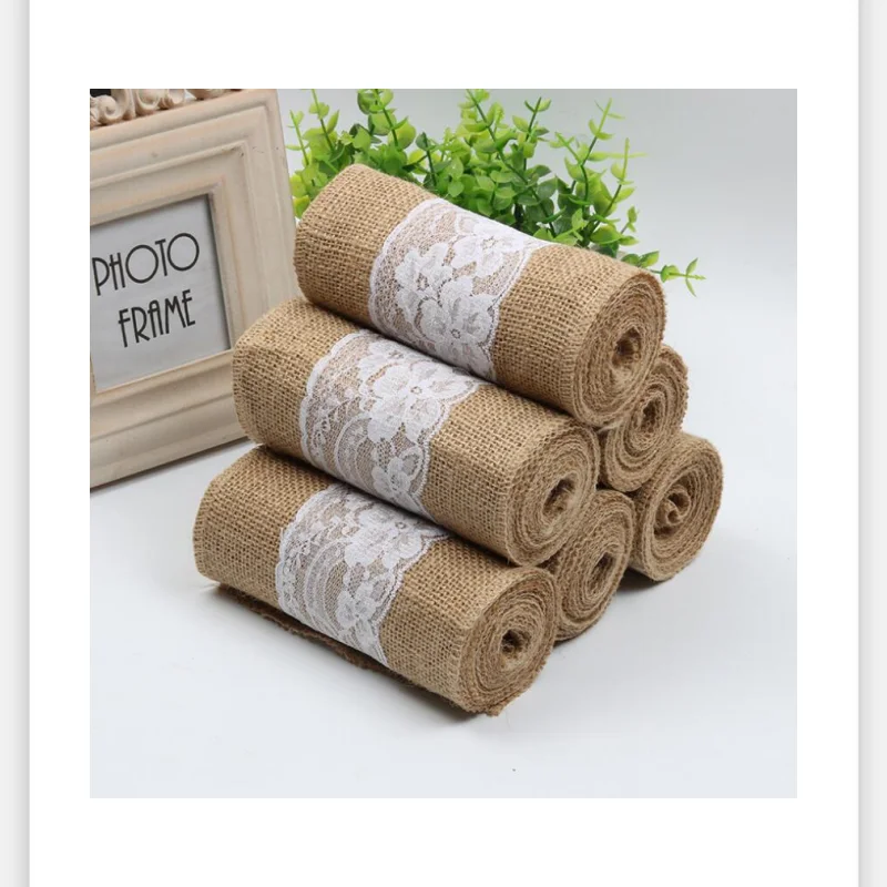 

Naturally Burlap Lace Chair Jute Chair Tie Bow For Rustic Wedding Party Event Decoration LX2086
