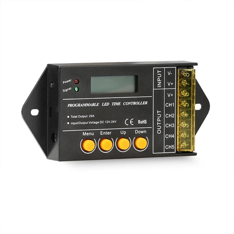 

NEW TC420-SJ Black Timer Program Controller Program Controller For 5CH LED Strip Light, 20A Total Output MAX.