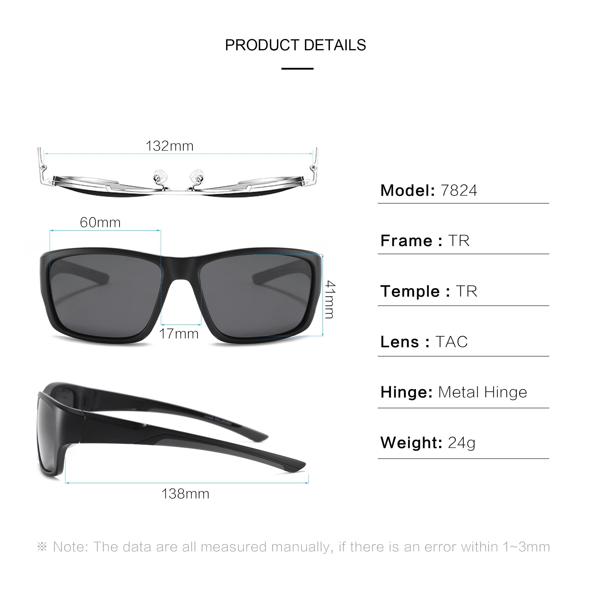 Солнцезащитные очки KIDIN Wrap Square Polarized для мужчин и женщин, спортивный стиль, защита от УФ-излучения UV400, для мотоциклов, бега, скалолазания, повседневного использования (art.: 3920db6370ffd) - 3920db6370ffd