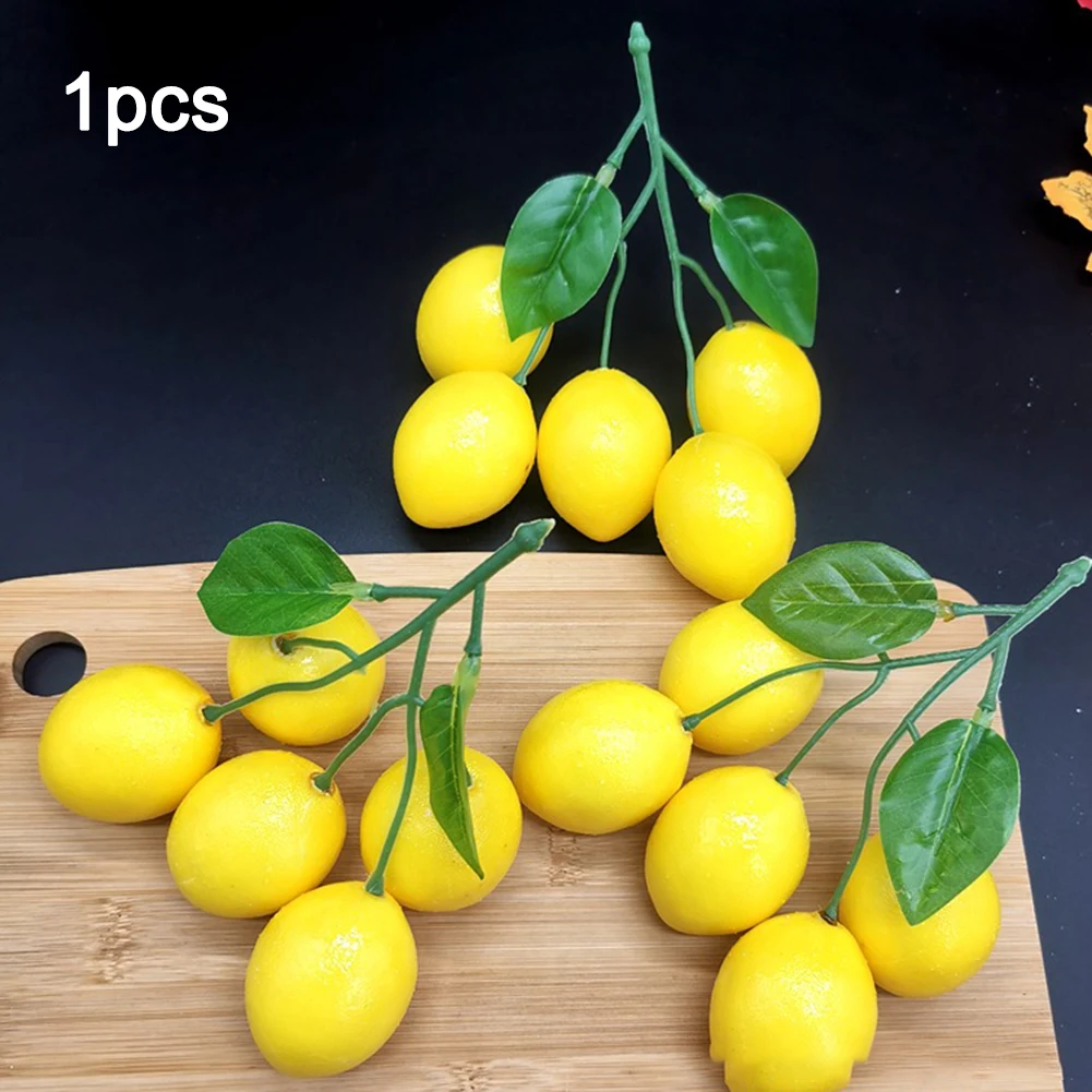 

Artificial Lemon Bunch Branch Garland Vine Wreath Lifelike Fake Fruit Props Home Garden Wedding Party Decoration