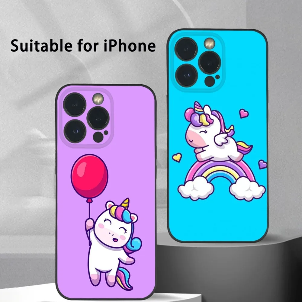 Милый крутой чехол для телефона с рисунком U-единорога iPhone 15 14 13 12 11 Pro Xs Max Mini XR X 78