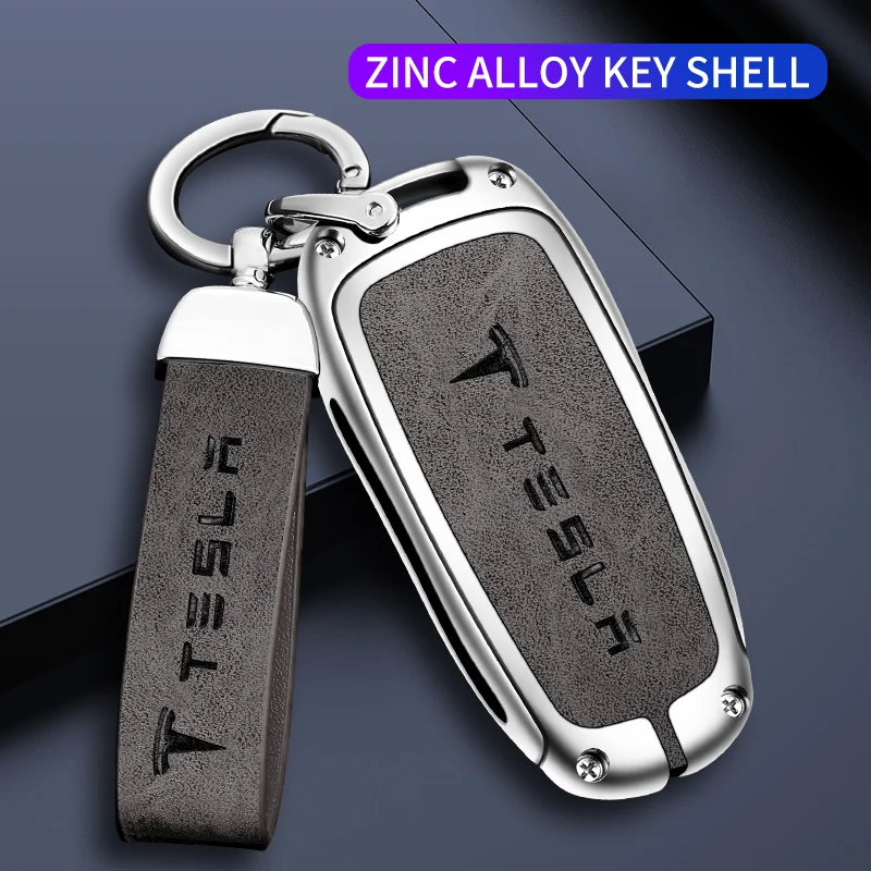 

Car Key Case Shell Auto Emblem Keychain Ring Interior For Tesla Model X Zinc Alloy Key Holder Decoration Accessories